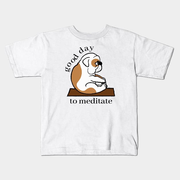 Cute Bulldog Yoga Kids T-Shirt by MasutaroOracle